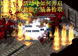 地下夺宝活动中如何开启自动拾取功能？装备拾取技巧有哪些？